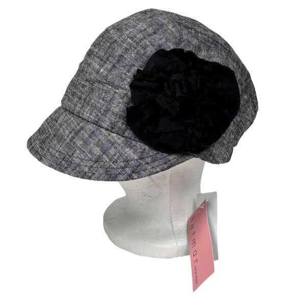 NWT BETMAR New York Newsboy Cap With Flower Gray Adjustable Retro Style main image 5